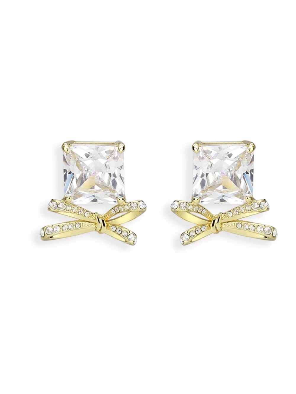 Aqua Gold and Silver Gem Bow Earrings